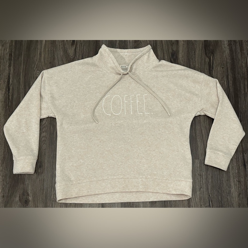 Women’s Rae Dunn Coffee Heather Oatmeal Soft Fleece Cowl Neck Pullover- Medium